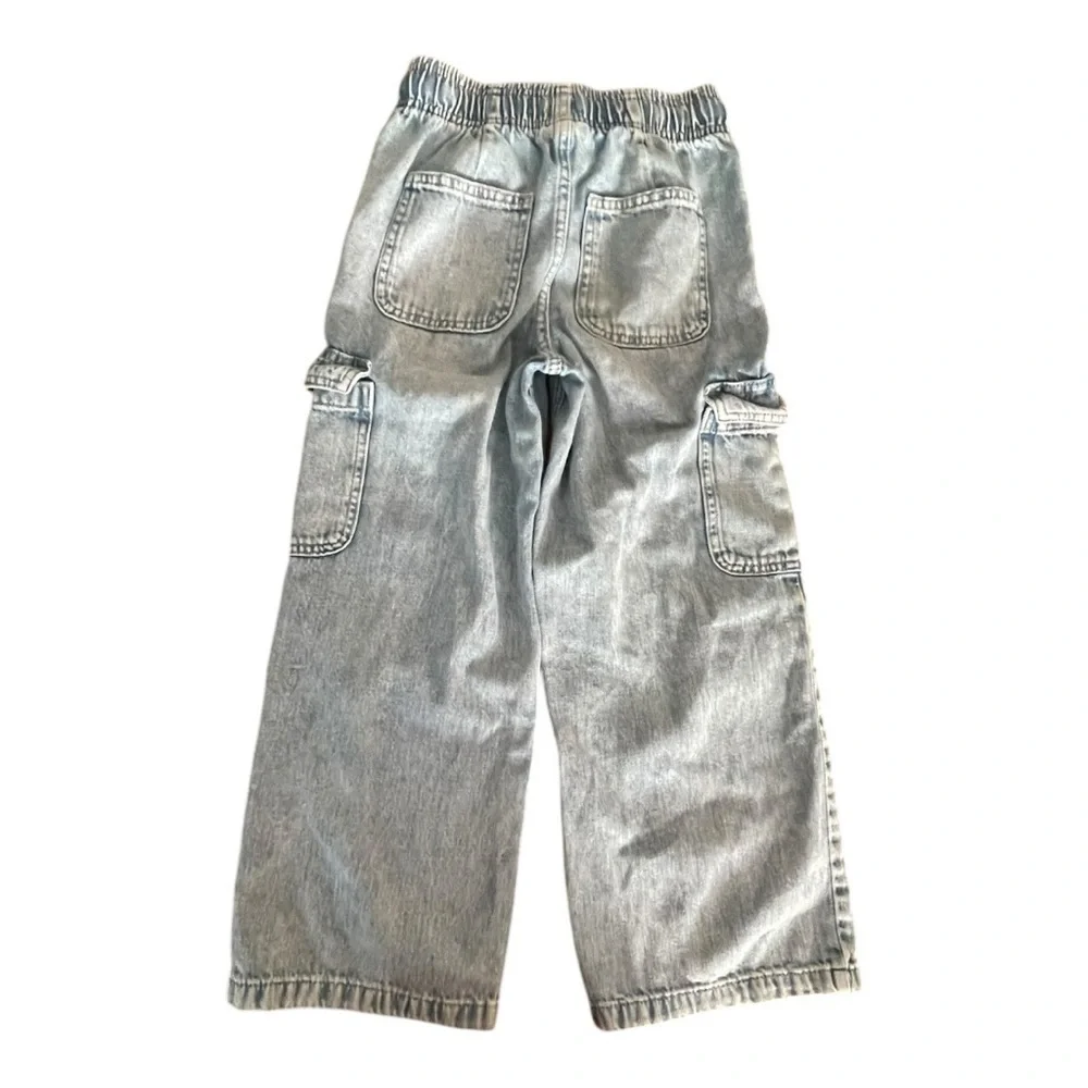 GAP kids Wide-Leg Pull-On Jeans Cargo Jeans Size M 100% Cotton
